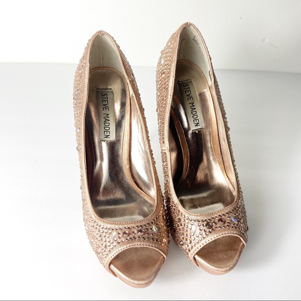 Steve Madden Blush Pink Rhinestones Peep Toe Heels